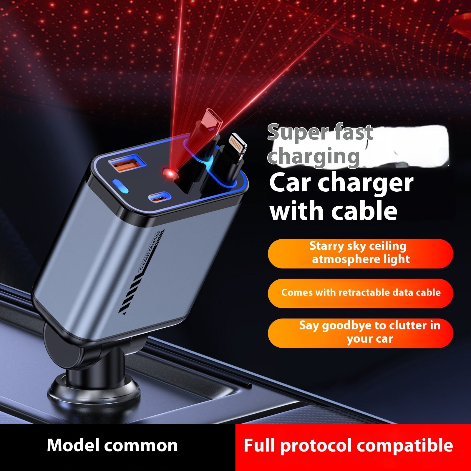 120W kivetítős szupergyors autós töltő